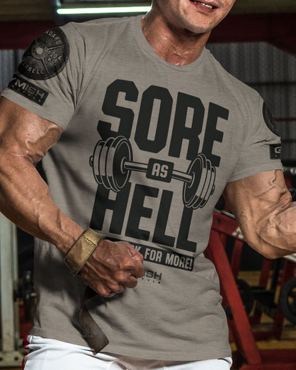 008. Sore As Hell Funny Motivational Workout Gym T-Shirt for Men T-Shirt GYMISH LIFESTYLE