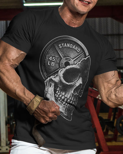 051. SkullPlate Funny Motivational Workout Gym T-Shirt for Men T-Shirt GYMISH LIFESTYLE