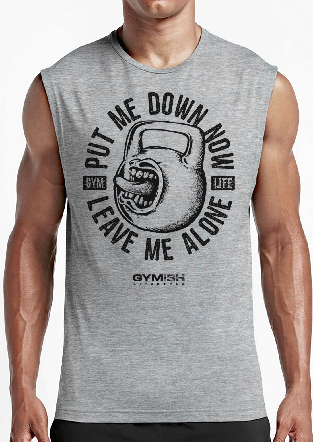 052. Put Me Down Funny Workout Muscle Tank Top for Men