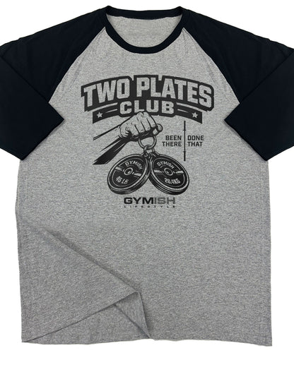 153. RAGLAN Two Plates Funny Workout Gym T-Shirt for Men T-Shirt Grey T-Shirt GYMISH LIFESTYLE