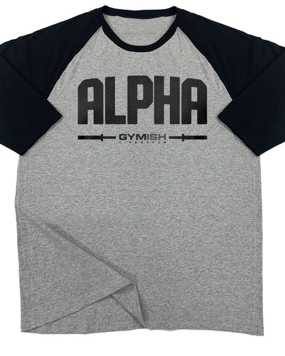 133. RAGLAN Alpha Funny Workout Gym T-Shirt for Men T-Shirt Grey T-Shirt GYMISH LIFESTYLE