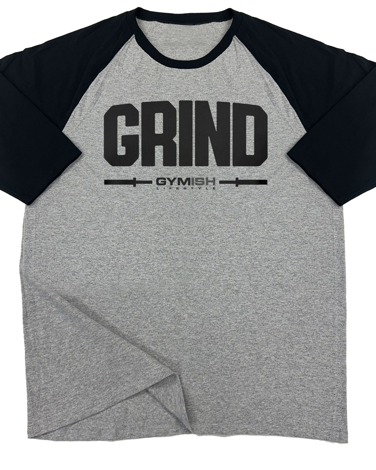 139. RAGLAN Grind Funny Workout Gym T-Shirt for Men T-Shirt Grey T-Shirt GYMISH LIFESTYLE