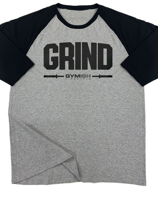 139. RAGLAN Grind Funny Workout Gym T-Shirt for Men T-Shirt Grey T-Shirt GYMISH LIFESTYLE