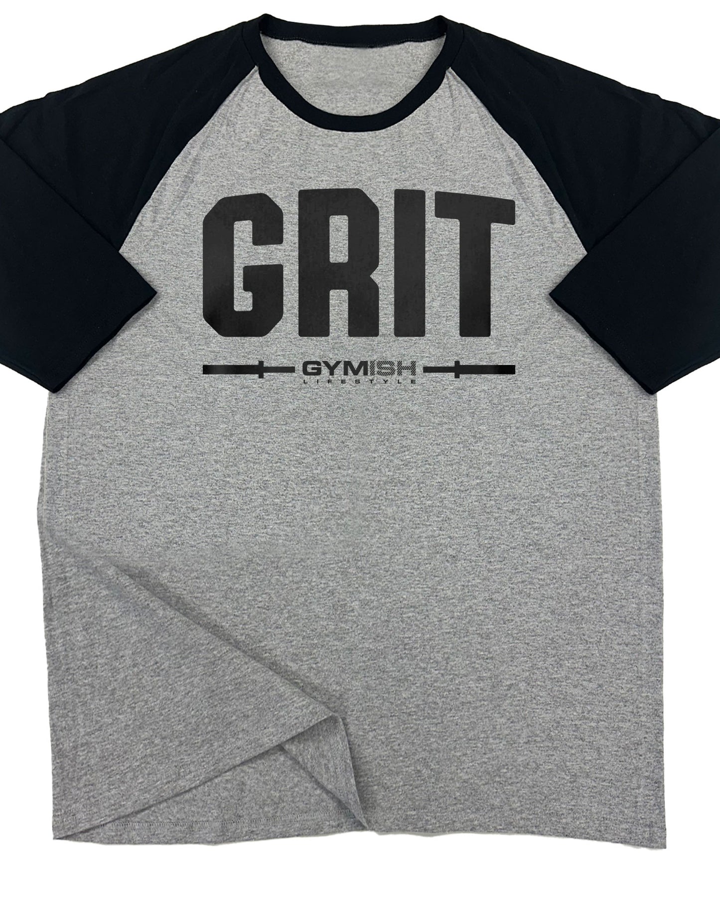 134. RAGLAN Grit Funny Workout Gym T-Shirt for Men T-Shirt Grey T-Shirt GYMISH LIFESTYLE