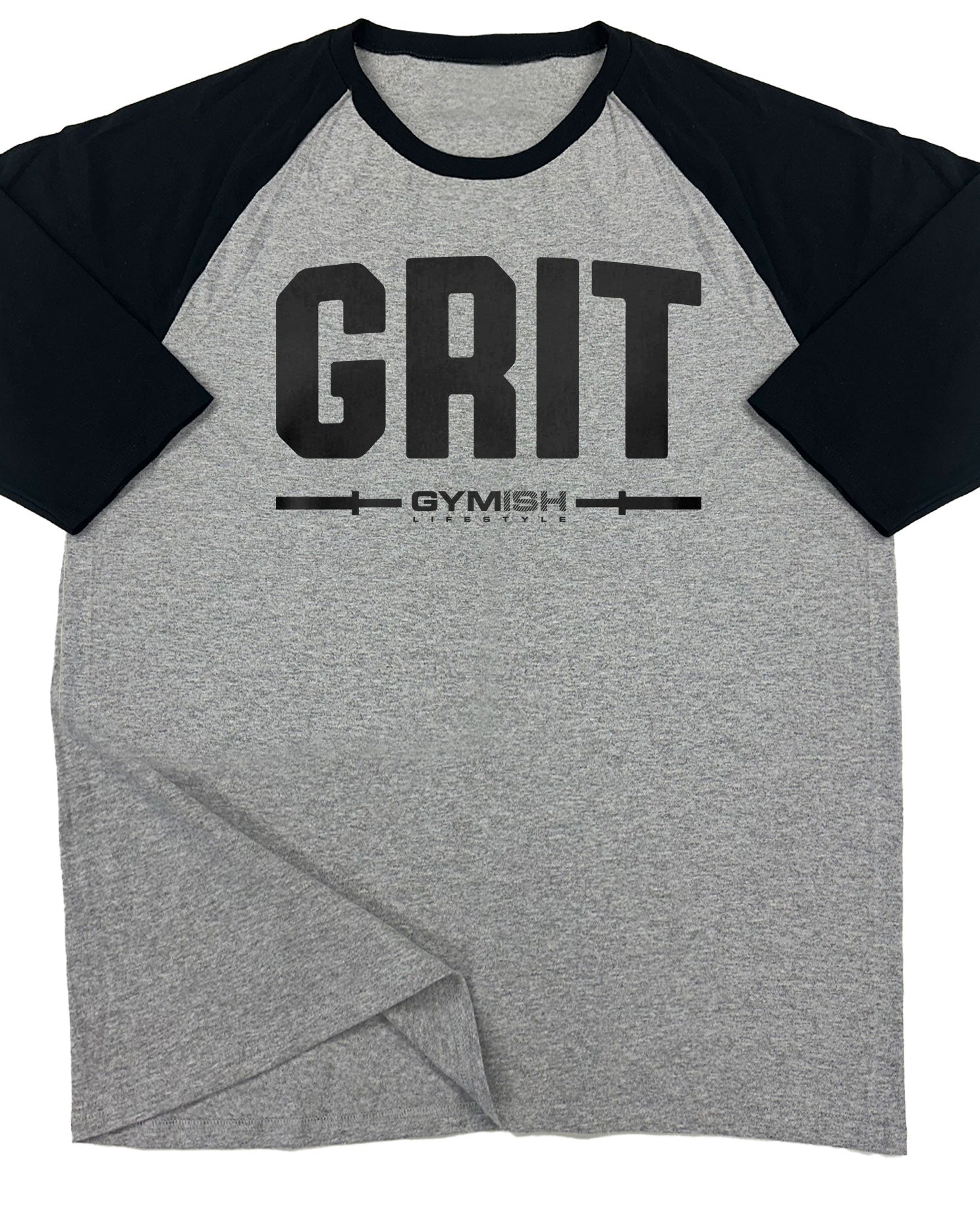 134. RAGLAN Grit Funny Workout Gym T-Shirt for Men T-Shirt Grey T-Shirt GYMISH LIFESTYLE