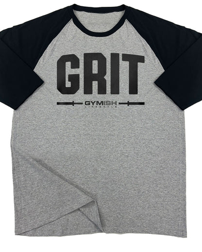 134. RAGLAN Grit Funny Workout Gym T-Shirt for Men T-Shirt Grey T-Shirt GYMISH LIFESTYLE