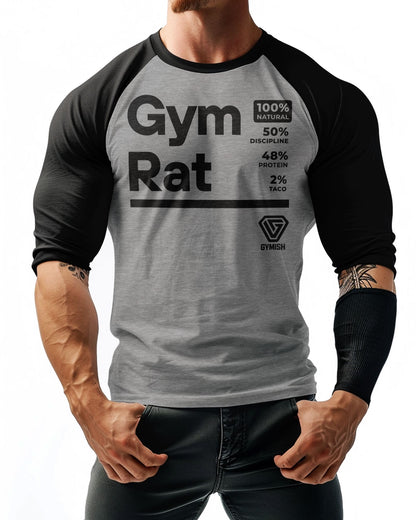 105. RAGLAN Gym Rat Funny Workout T-Shirt for Men T-Shirt GYMISH LIFESTYLE