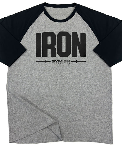 136. RAGLAN Iron Funny Workout Gym T-Shirt for Men T-Shirt Grey T-Shirt GYMISH LIFESTYLE