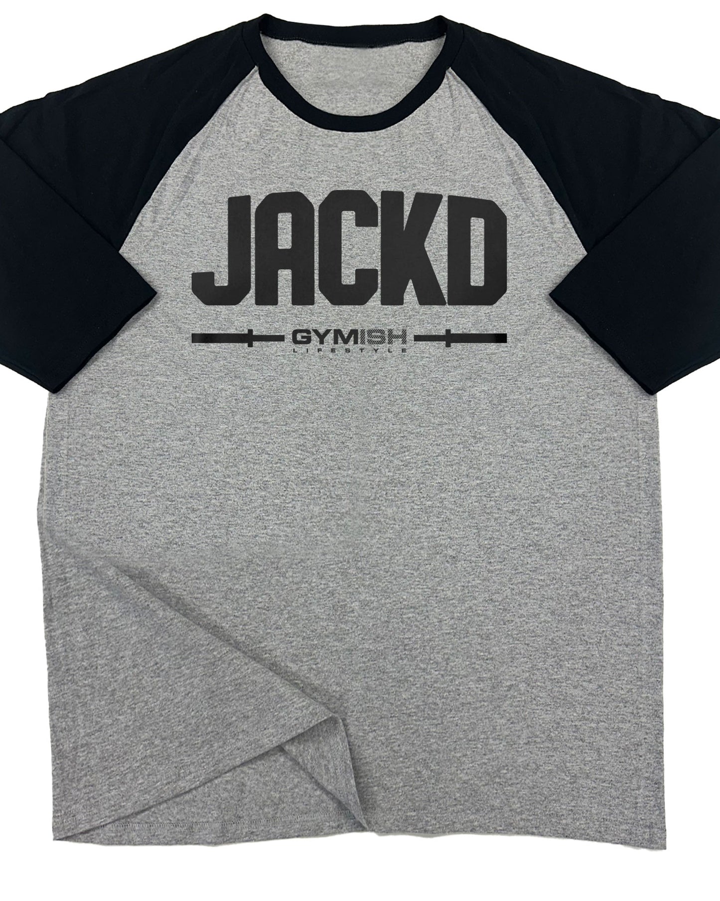 140. RAGLAN Jackd Funny Workout Gym T-Shirt for Men T-Shirt Grey T-Shirt GYMISH LIFESTYLE