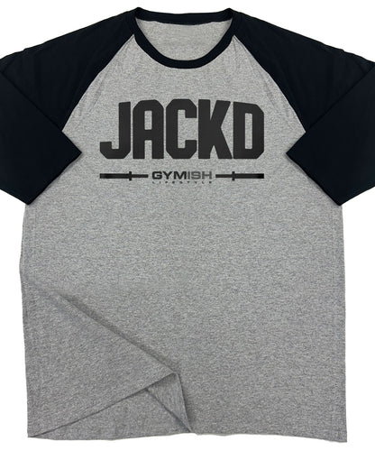 140. RAGLAN Jackd Funny Workout Gym T-Shirt for Men T-Shirt Grey T-Shirt GYMISH LIFESTYLE