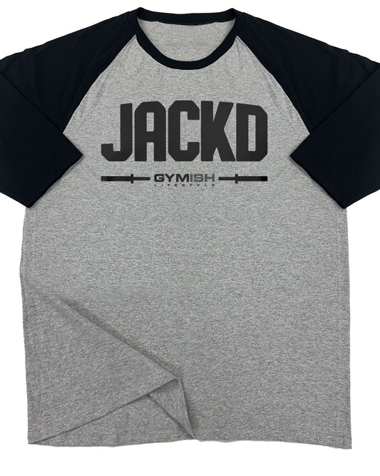 140. RAGLAN Jackd Funny Workout Gym T-Shirt for Men T-Shirt Grey T-Shirt GYMISH LIFESTYLE