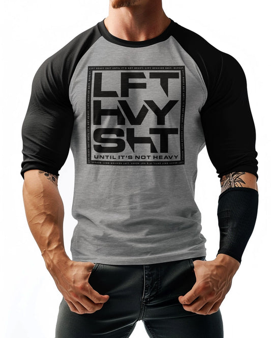 119. RAGLAN Lift Heavy SHT Funny Workout Gym T-Shirt for Men T-Shirt GYMISH LIFESTYLE