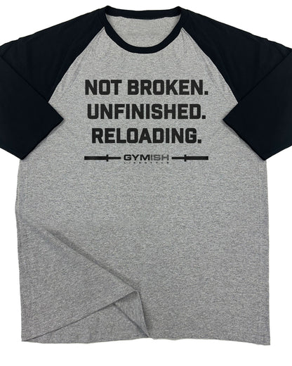 158. RAGLAN Not Broken Funny Workout Gym T-Shirt for Men T-Shirt Grey T-Shirt GYMISH LIFESTYLE