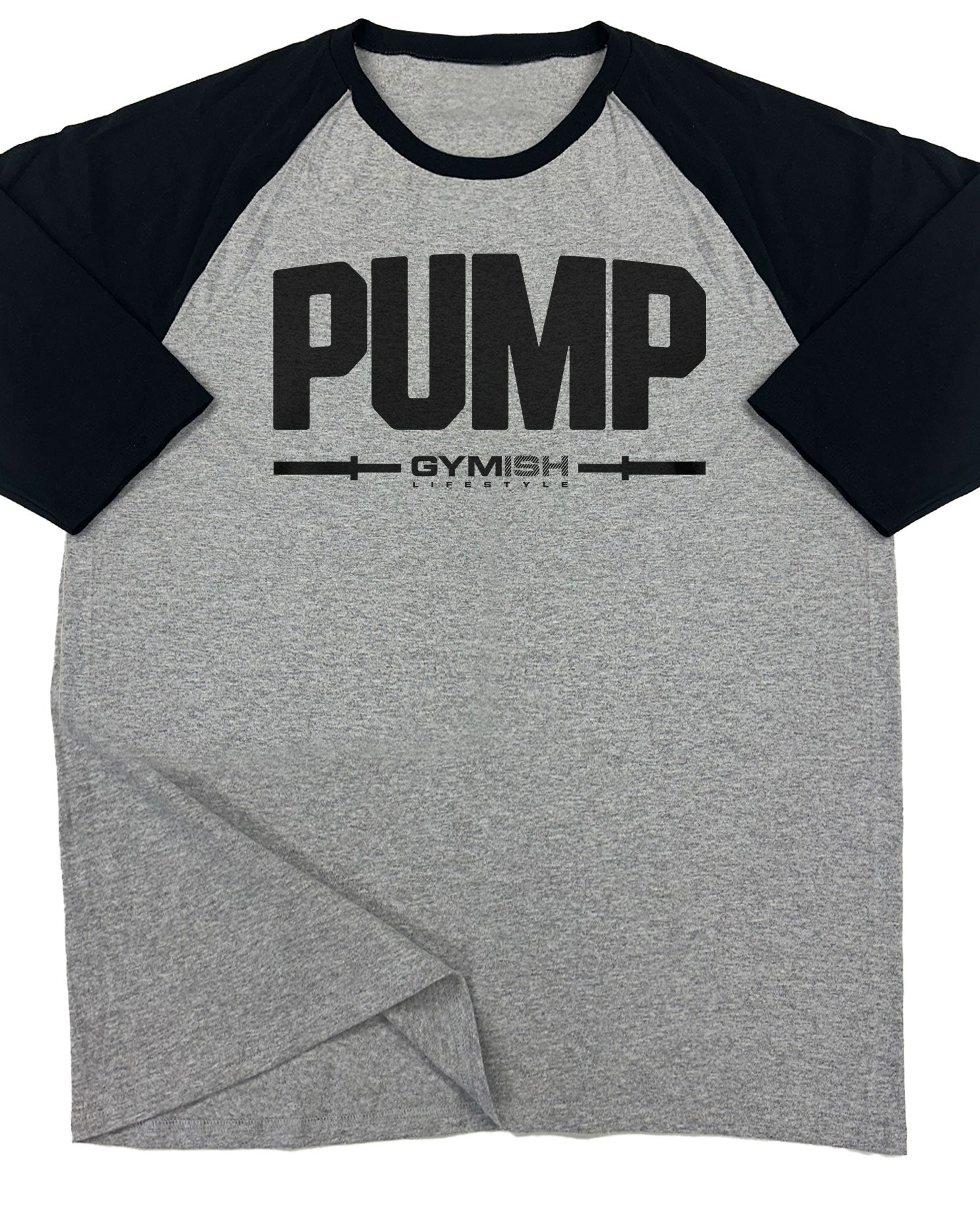 132. RAGLAN Pump Funny Workout Gym T-Shirt for Men T-Shirt Grey T-Shirt GYMISH LIFESTYLE