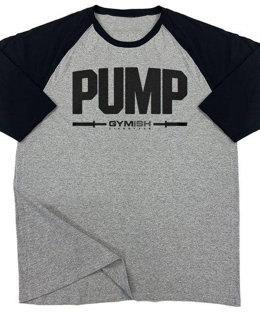 132. RAGLAN Pump Funny Workout Gym T-Shirt for Men T-Shirt Grey T-Shirt GYMISH LIFESTYLE