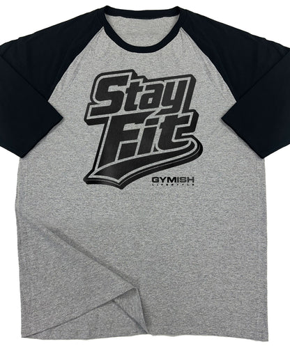 131. RAGLAN Stay Fit Funny Workout Gym T-Shirt for Men T-Shirt Grey T-Shirt GYMISH LIFESTYLE