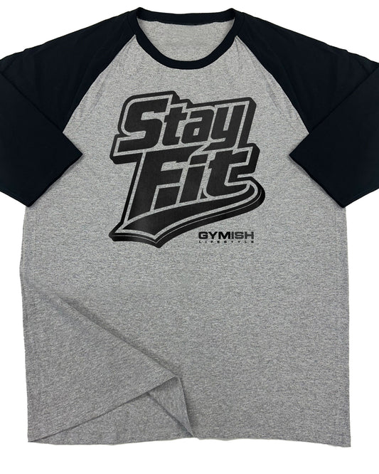 131. RAGLAN Stay Fit Funny Workout Gym T-Shirt for Men T-Shirt Grey T-Shirt GYMISH LIFESTYLE
