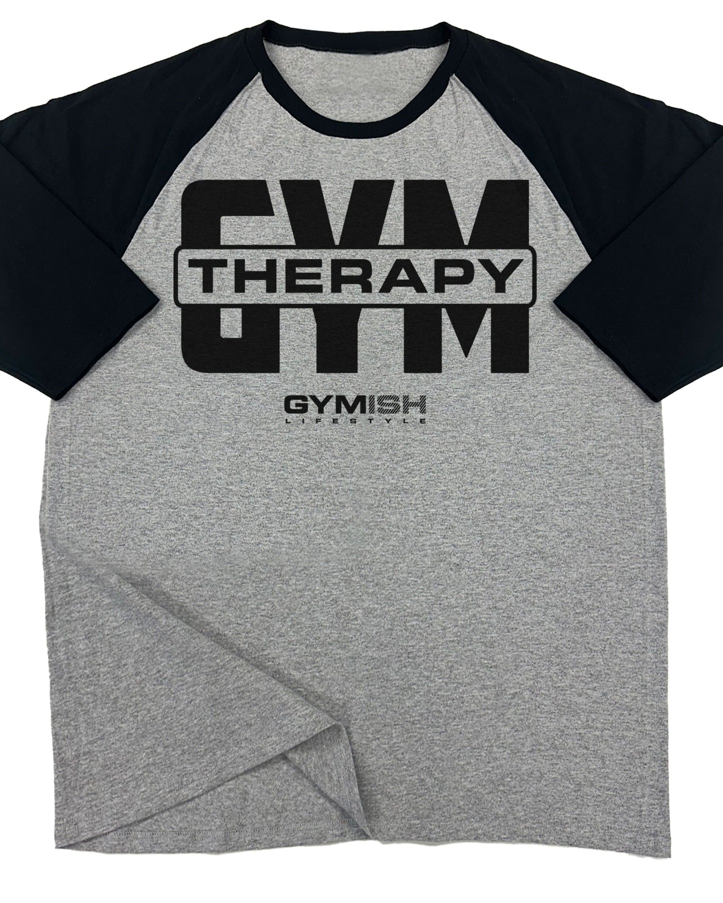 129. RAGLAN Gym Therapy V2 Funny Workout Gym T-Shirt for Men T-Shirt Grey T-Shirt GYMISH LIFESTYLE