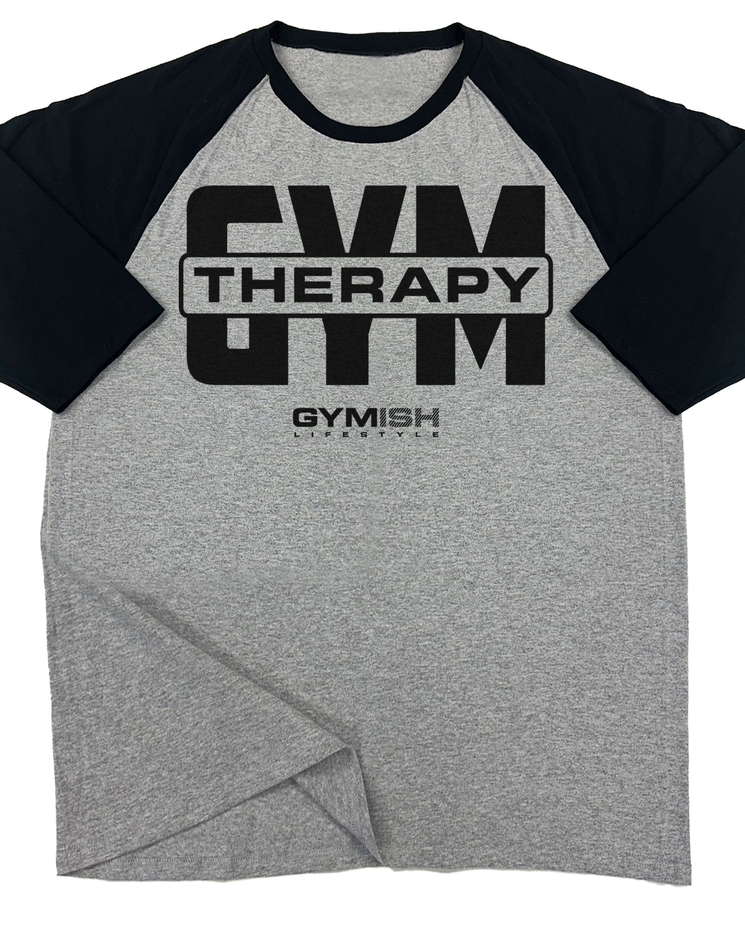 129. RAGLAN Gym Therapy V2 Funny Workout Gym T-Shirt for Men T-Shirt Grey T-Shirt GYMISH LIFESTYLE
