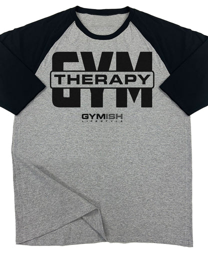 129. RAGLAN Gym Therapy V2 Funny Workout Gym T-Shirt for Men T-Shirt Grey T-Shirt GYMISH LIFESTYLE