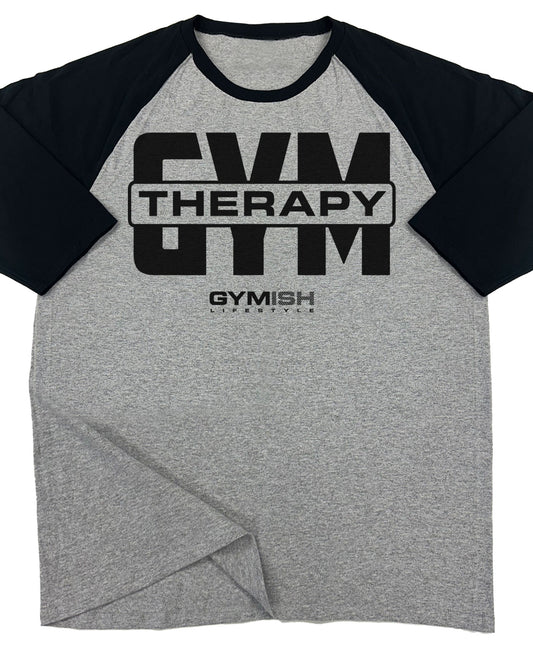 129. RAGLAN Gym Therapy V2 Funny Workout Gym T-Shirt for Men T-Shirt Grey T-Shirt GYMISH LIFESTYLE