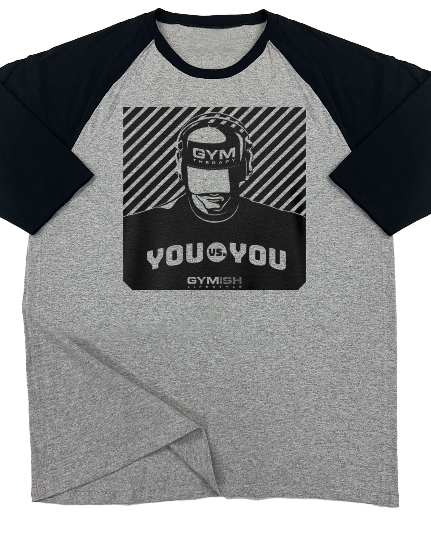 151. RAGLAN You vs You Funny Workout Gym T-Shirt for Men T-Shirt Grey T-Shirt GYMISH LIFESTYLE