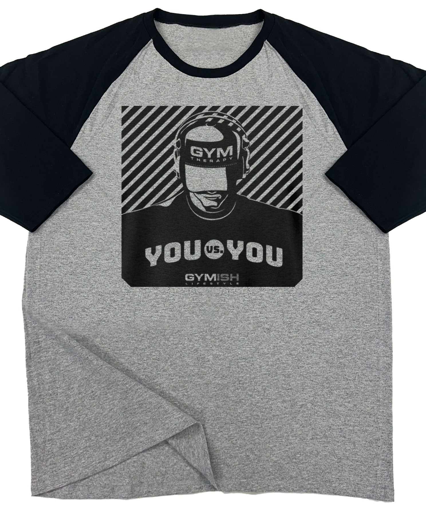 151. RAGLAN You vs You Funny Workout Gym T-Shirt for Men T-Shirt Grey T-Shirt GYMISH LIFESTYLE