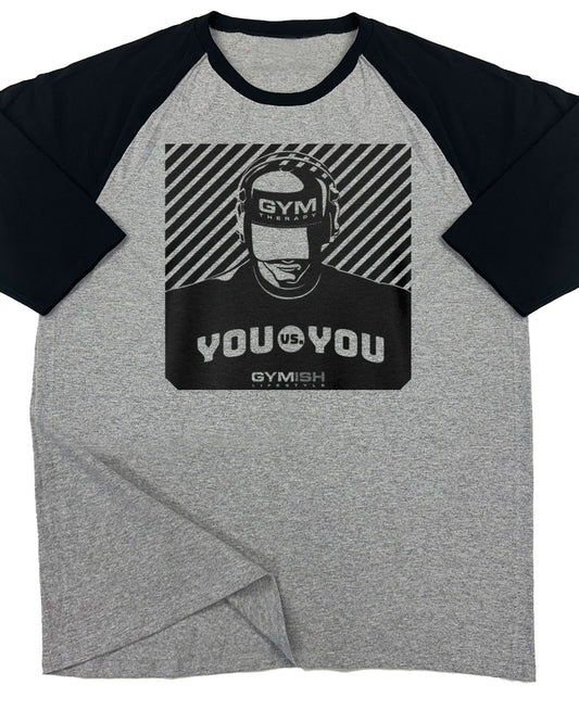 151. RAGLAN You vs You Funny Workout Gym T-Shirt for Men T-Shirt Grey T-Shirt GYMISH LIFESTYLE