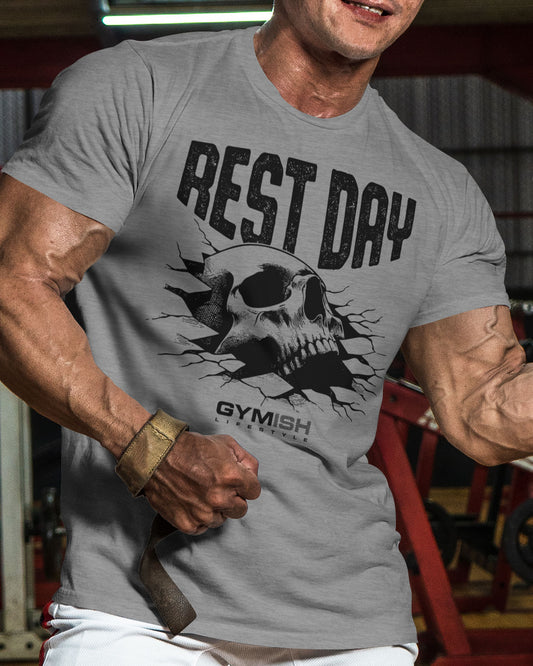 124. Rest Day Funny Motivational Workout Gym T-Shirt for Men T-Shirt GYMISH LIFESTYLE