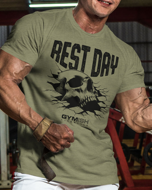 124. Rest Day Funny Motivational Workout Gym T-Shirt for Men T-Shirt GYMISH LIFESTYLE