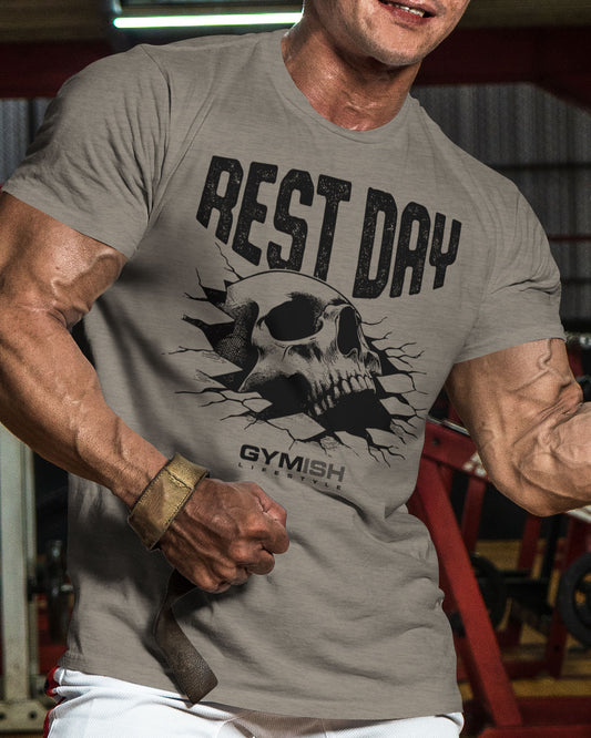 124. Rest Day Funny Motivational Workout Gym T-Shirt for Men T-Shirt GYMISH LIFESTYLE