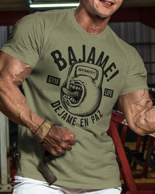 Bajame! Dejame en paz Workout Gym T-Shirt Funny Gym Shirt for Men Camiseta de gimnasio de entrenamiento T-Shirt GYMISH LIFESTYLE