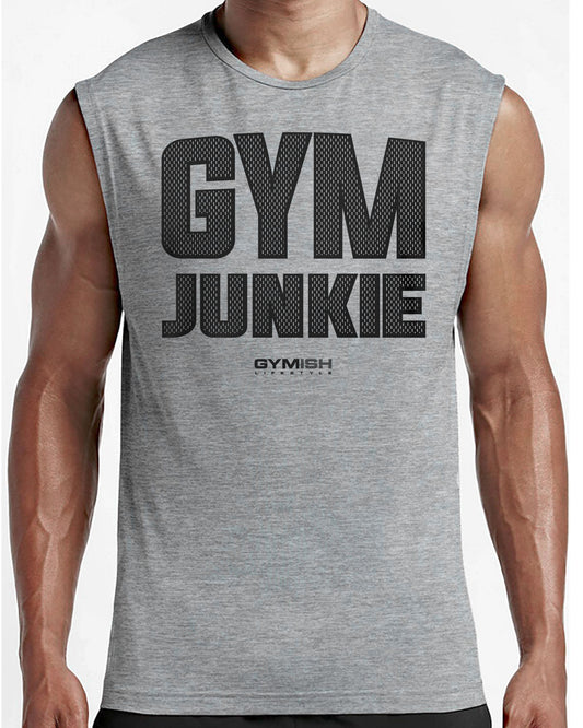 GYMISH Gym Junkie Funny Workout Muscle Tank Top for Men