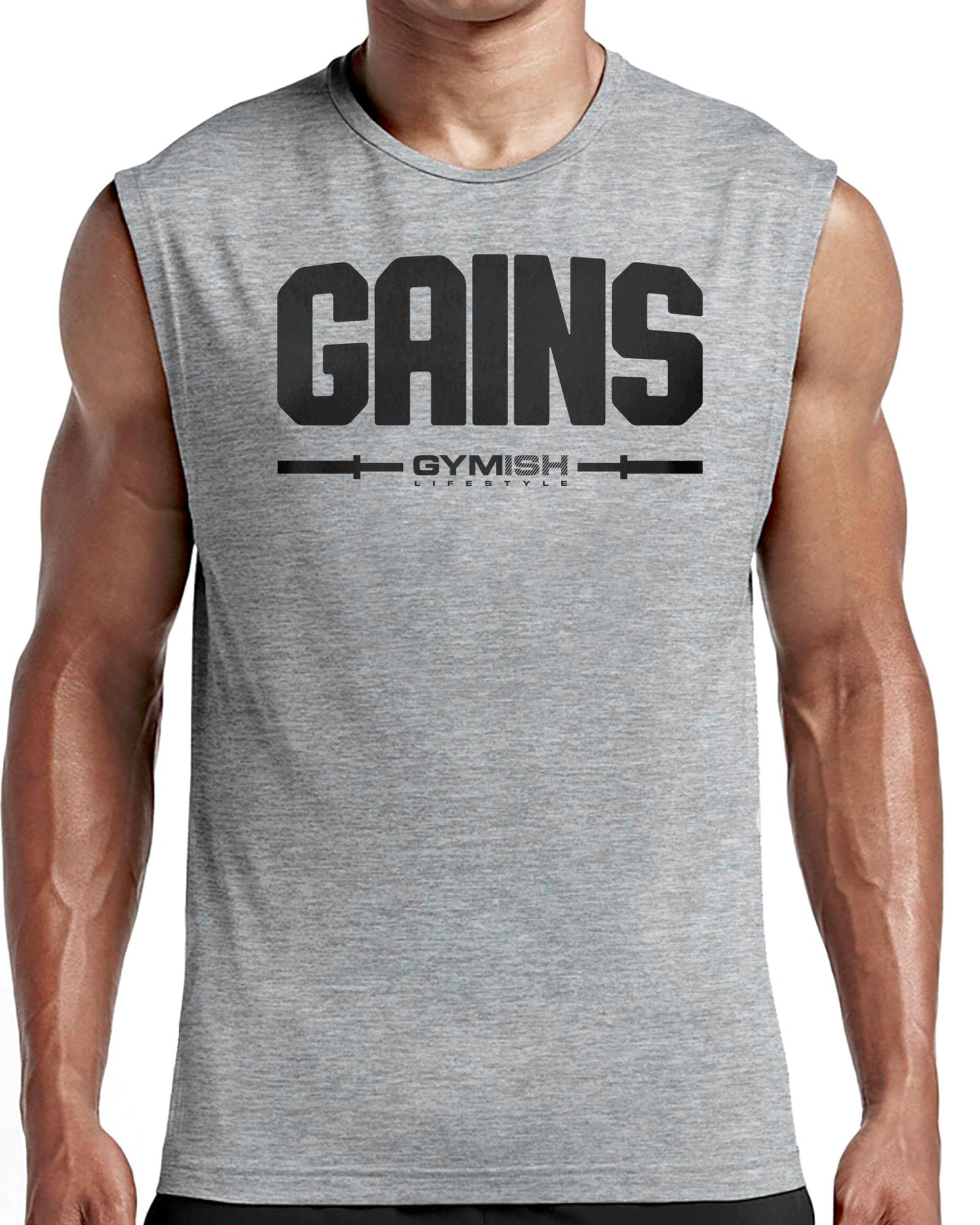 135. Gains Workout Funny Muscle Tank Top for Men T-Shirt GYMISH LIFESTYLE