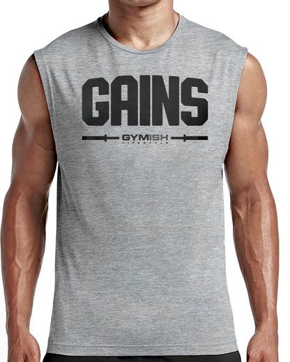 135. Gains Workout Funny Muscle Tank Top for Men T-Shirt GYMISH LIFESTYLE