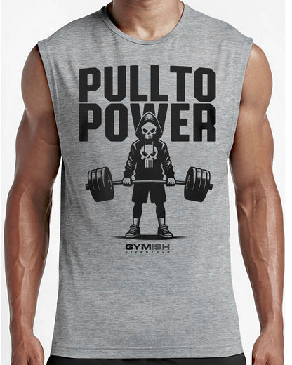 096. PULL TO POWER Funny Workout Muscle Tank Top for Men