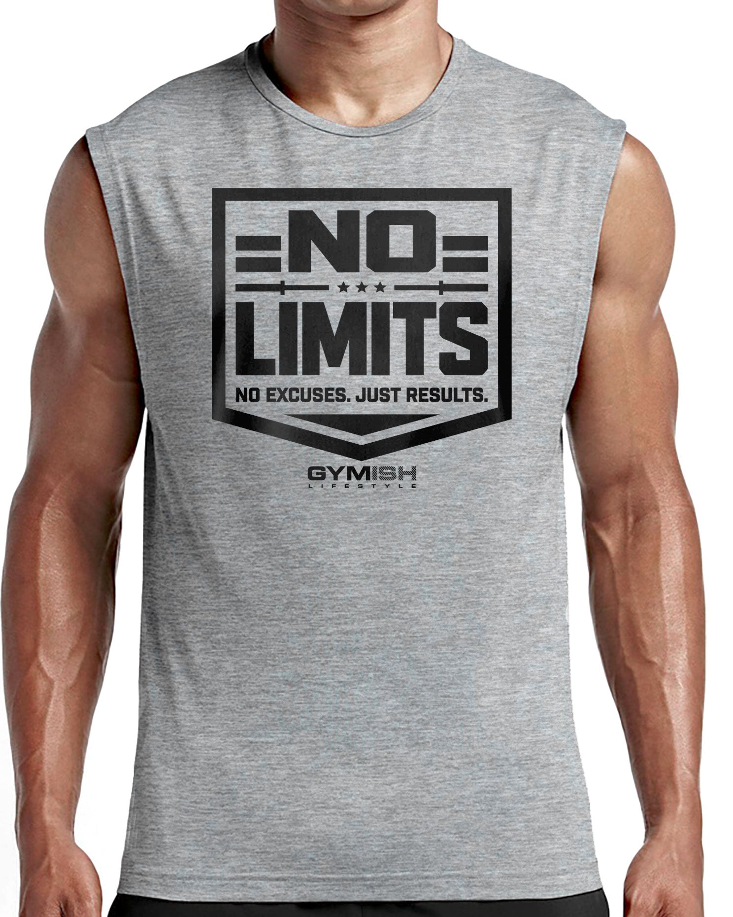 155. No Limits Workout Funny Muscle Tank Top for Men T-Shirt GYMISH LIFESTYLE