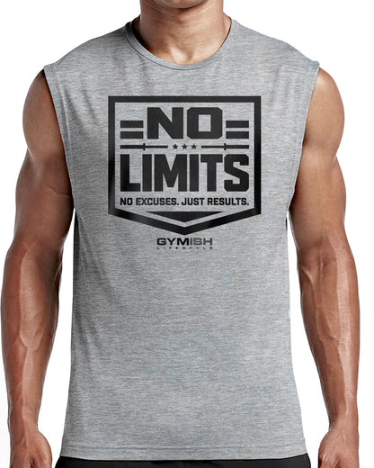 155. No Limits Workout Funny Muscle Tank Top for Men T-Shirt GYMISH LIFESTYLE
