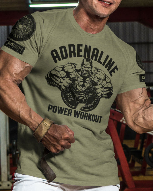 020. Adrenaline Workout T-Shirt - Gymish - - #Gym Shirts# - - #Workout T-Shirts#