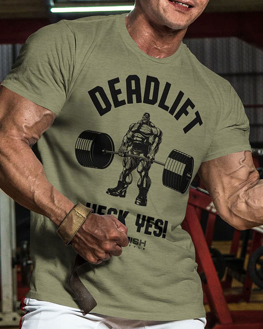 023. Deadlifts Heck Yes Workout T-Shirt - Gymish - - #Gym Shirts# - - #Workout T-Shirts#