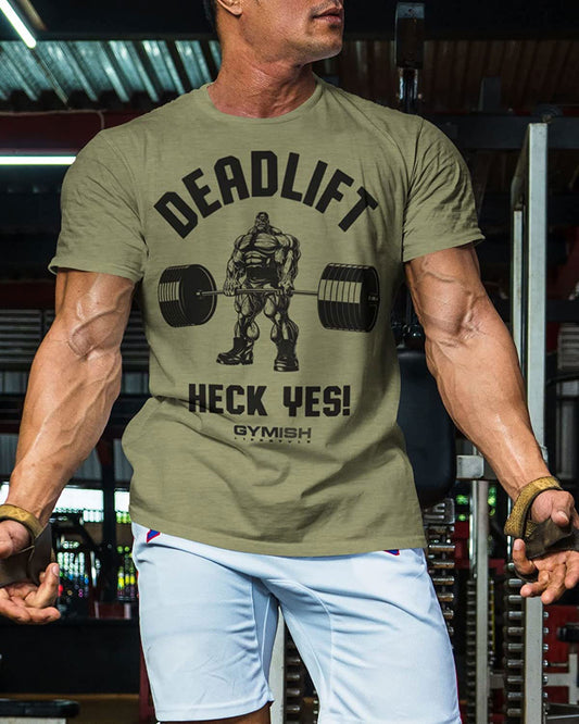 023. Deadlifts Heck Yes Workout T-Shirt - Gymish - - #Gym Shirts# - - #Workout T-Shirts#