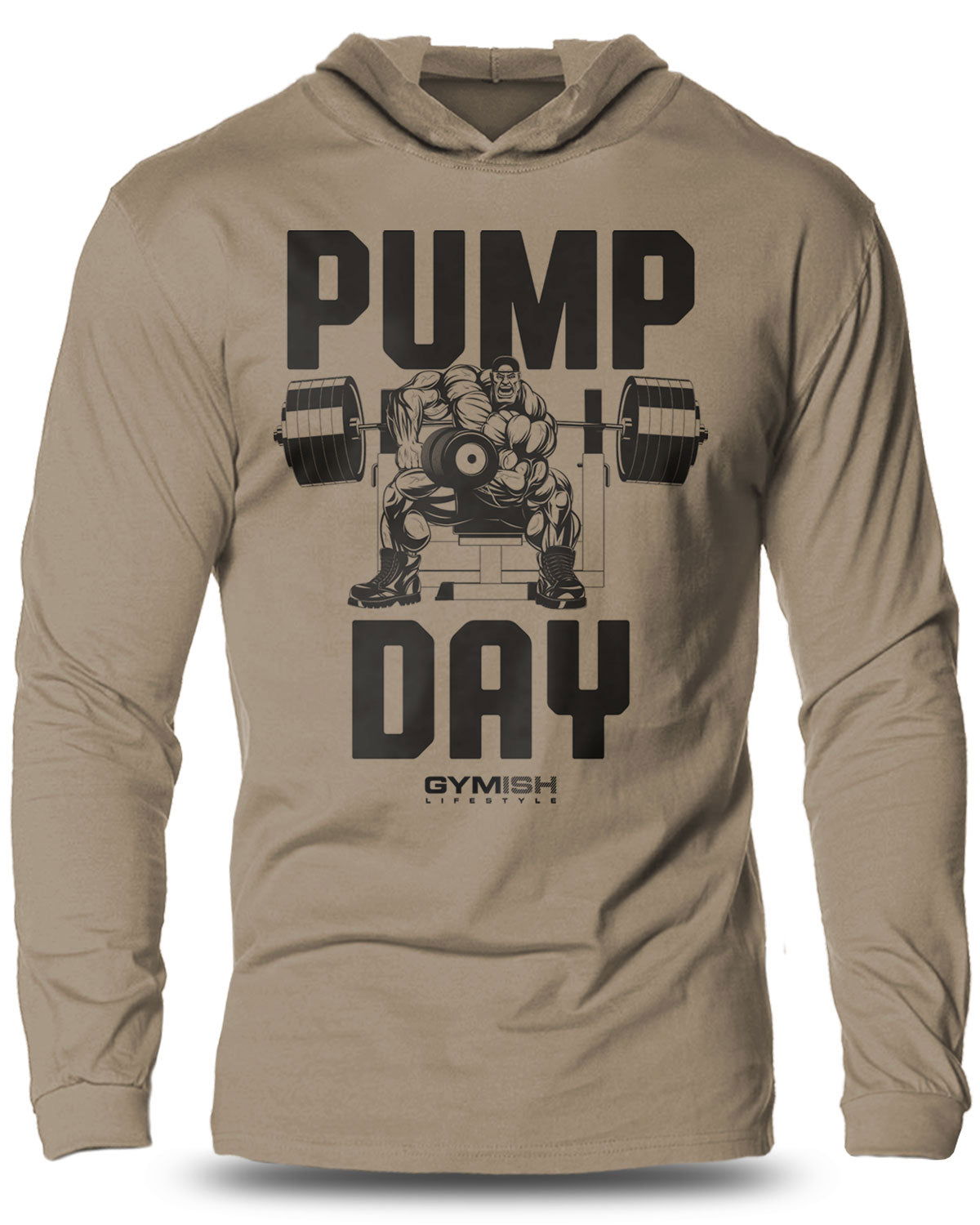 024- Pump Day Lightweight Long Sleeve Hooded T-shirt for Men - Gymish - - #Gym Shirts# - - #Workout T-Shirts#