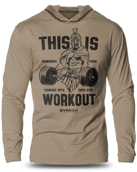 026- Spartan Gym Lightweight Long Sleeve Hooded T-shirt for Men - Gymish - - #Gym Shirts# - - #Workout T-Shirts#