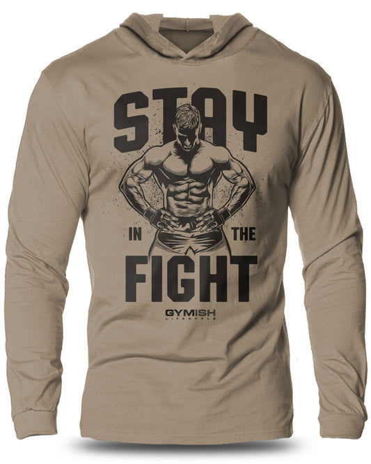 029- Stay In Fight Lightweight Long Sleeve Hooded T-shirt for Men - Gymish - - #Gym Shirts# - - #Workout T-Shirts#