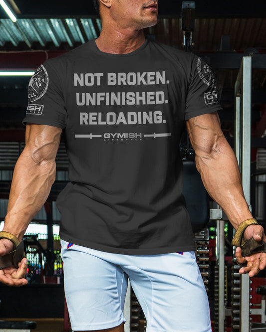 158. Not Broken Funny Motivational Workout Gym T-Shirt for Men T-Shirt GYMISH LIFESTYLE