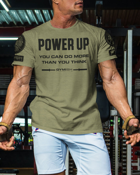112. Power Up Funny Motivational Workout Gym T-Shirt for Men T-Shirt GYMISH LIFESTYLE