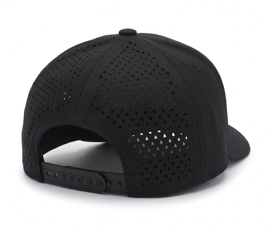 GYMISH Dumbbell Gym Hat for Men, Weight Plate Patch Snapback, 6 Panel Laser Vented Workout Cap