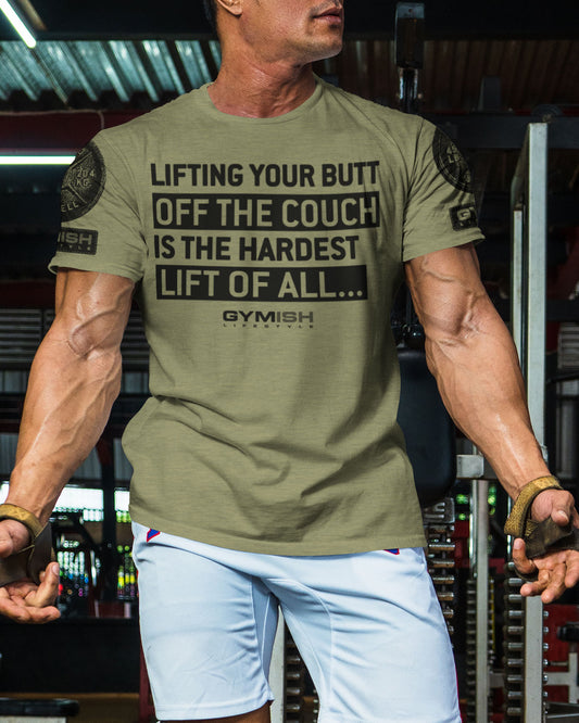 081. Hardest Lift Weightlifting Workout Gym T-Shirt for Men T-Shirt GYMISH LIFESTYLE