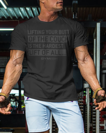 081. Hardest Lift Weightlifting Workout Gym T-Shirt for Men