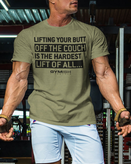 081. Hardest Lift Weightlifting Workout Gym T-Shirt for Men T-Shirt GYMISH LIFESTYLE